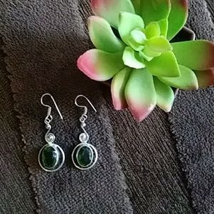 Green Stone Dangle Earrings